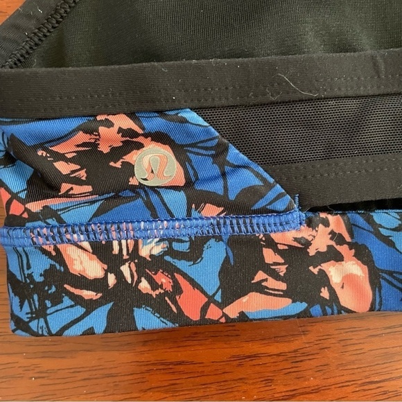 Lululemon Rise and Run Bra Mini Paint Storm Harbor Blue Multi / Black - Picture 10 of 10